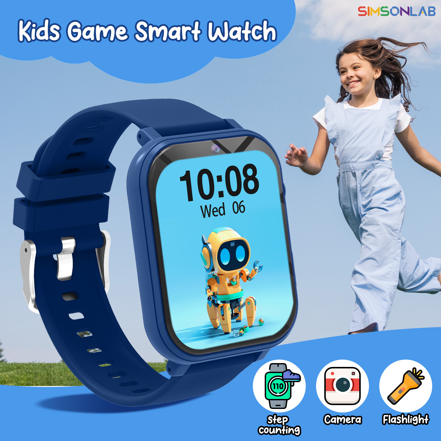 Smartwatch Watches Gift For Boys - Kids Smart Watch Games Camera Flashlight