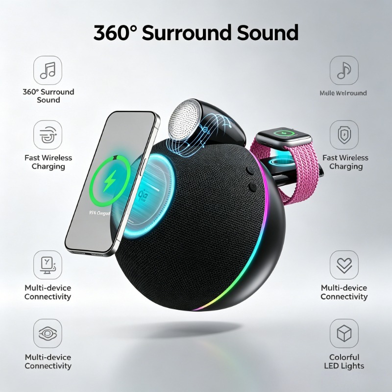 Smartwatch Watches With Bluetooth - 360° Stereo Sound Portable Wireless Bluetooth