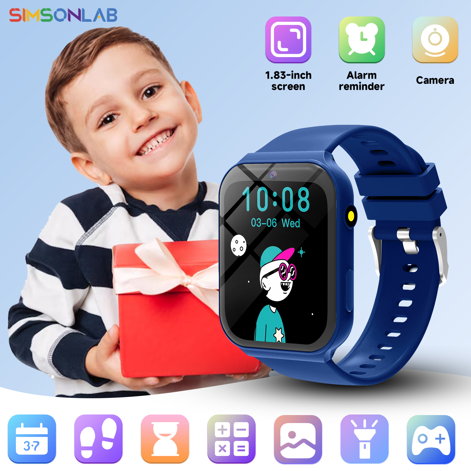 Smartwatch Watches Gift For Boys On Birthday - Kids Games Smart Watch Flashlight 18