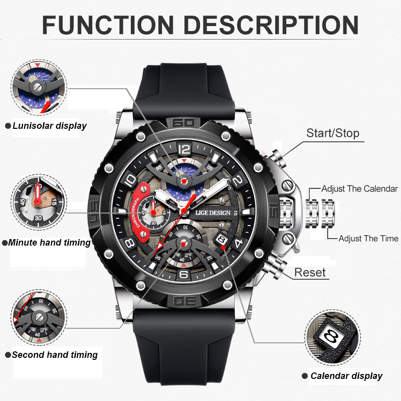LIGE Top Brand Luxury Men Watc - مراجعة Smartwatch Watches Brands For Men وسعره