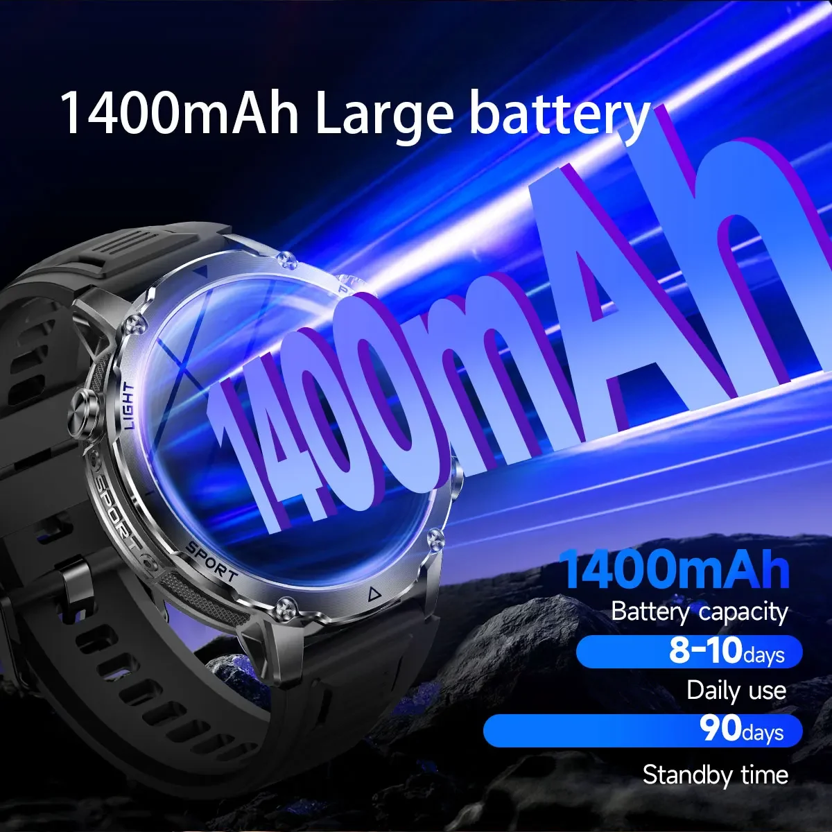 Brand+1400mAh Big Battery Smar - مراجعة Smartwatch Watches Brands For Men وسعره