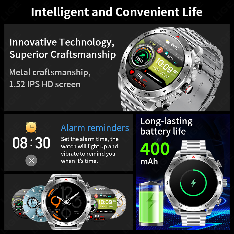 LIGE TWS Earbuds Bluetooth Hea - مراجعة Smartwatch Noise Watches For Women وسعره