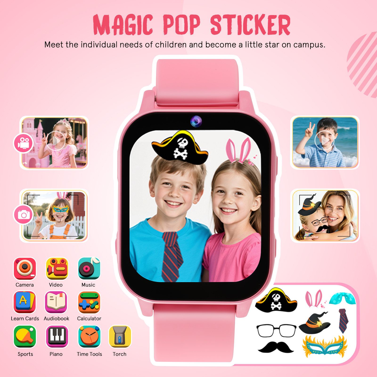 Kids Watch with Games Educatio - مراجعة Smartwatch Pink Watches For Kids وسعره