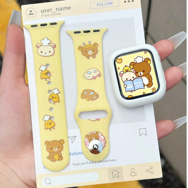 Cute Rilakkuma Print Silicone  - مراجعة Apple Watch Band وسعره