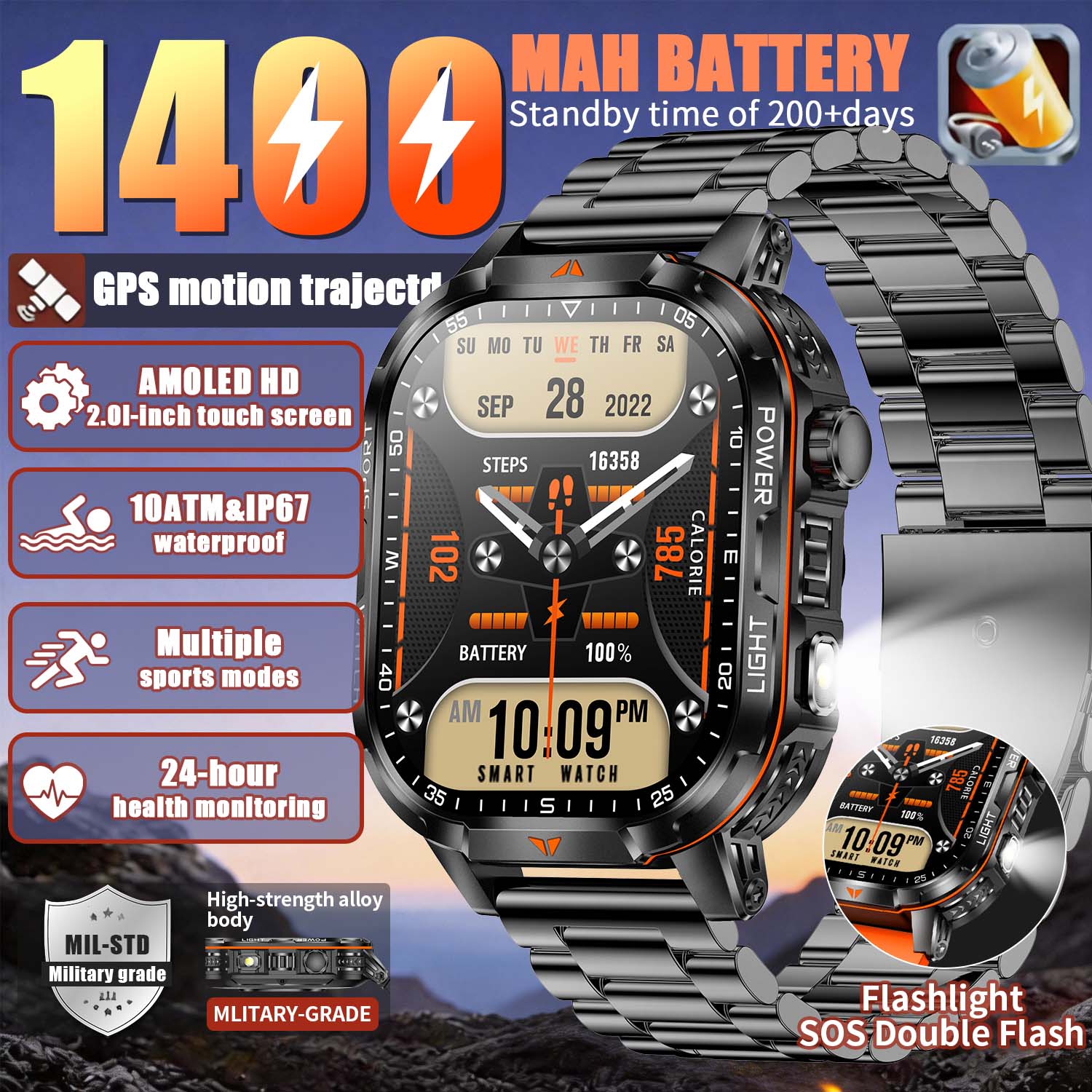 2026 New Military 1400mAh Batt - مراجعة French Connection Watches Smartwatch App وسعره