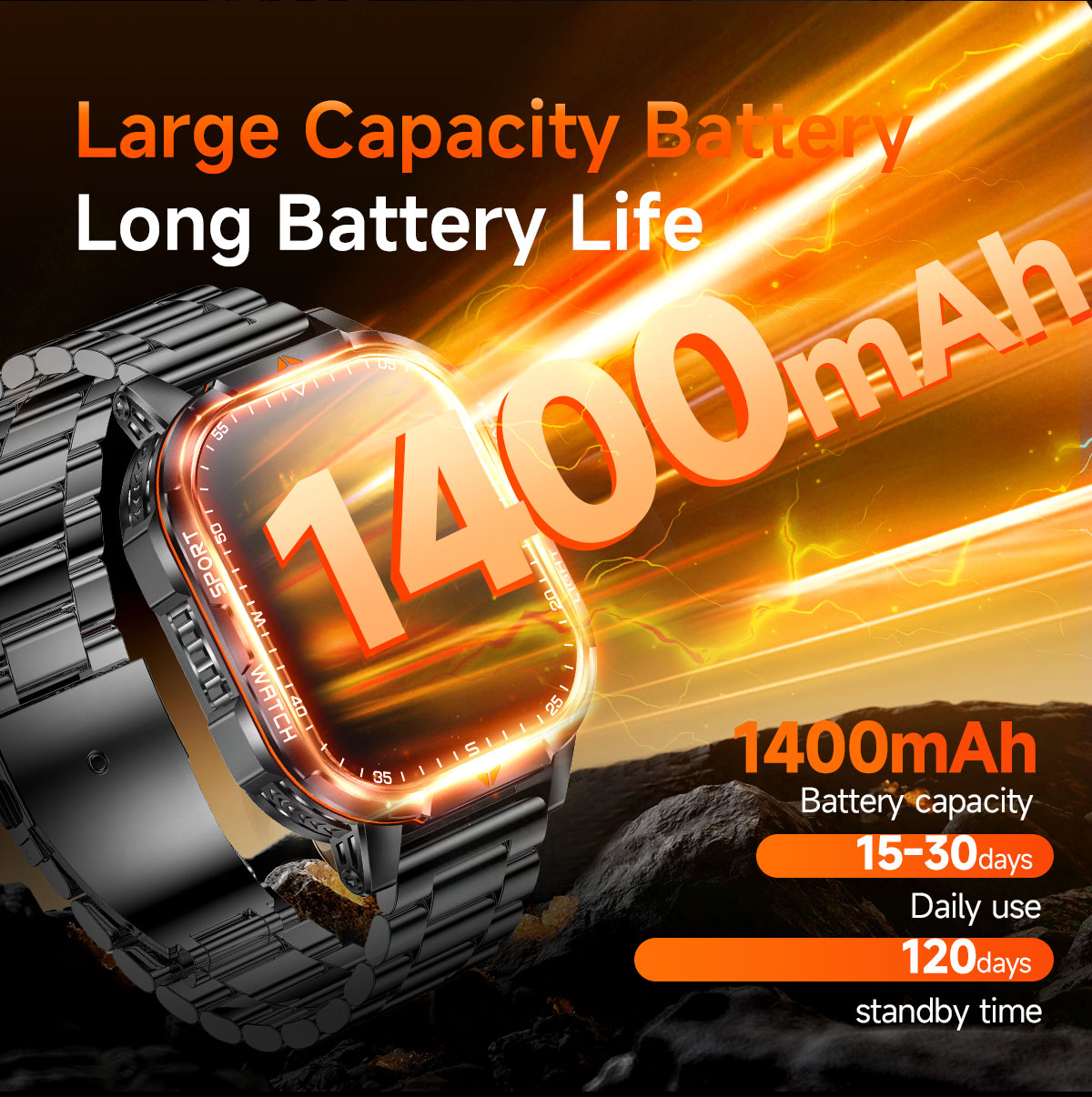 2026 New Military 1400mAh Batt - مراجعة French Connection Watches Smartwatch App وسعره