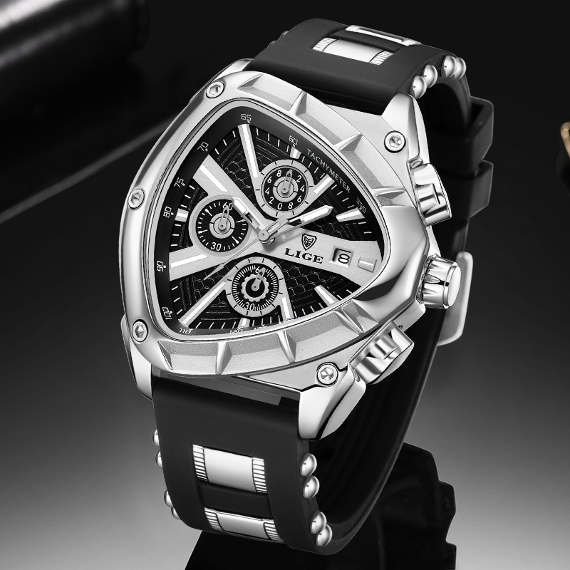 LIGE Fashion Men Watch Triangl - مراجعة Smartwatch Army Watches For Men وسعره