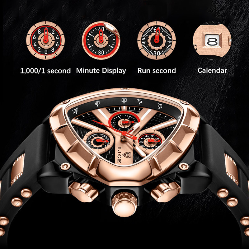 LIGE Fashion Men Watch Triangl - مراجعة Smartwatch Army Watches For Men وسعره
