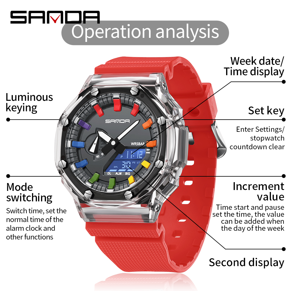 SANDA 3341Digital LED Watch Me - مراجعة Smartwatch Army Watches For Men وسعره